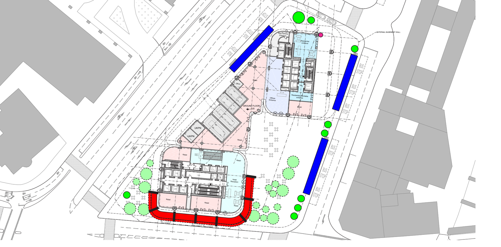Ground floor plan of Vauxhall Cross Island.